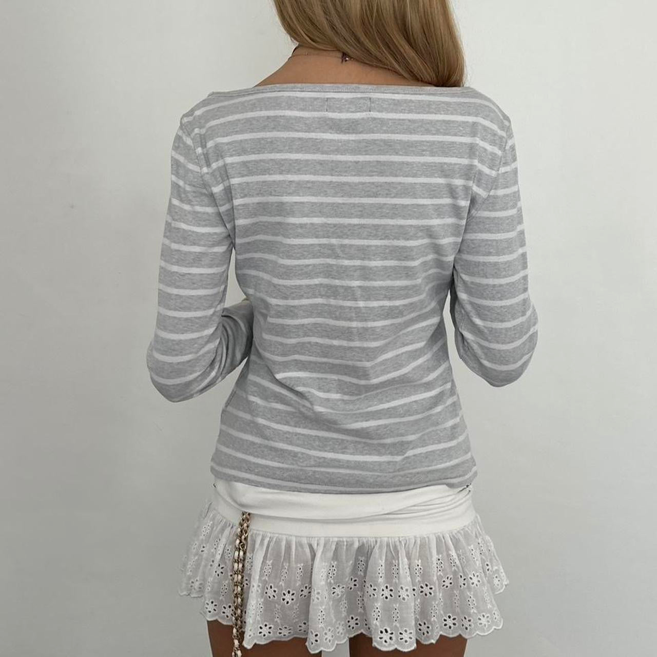 Vintage Ralph Lauren grey and white striped long sleeve top