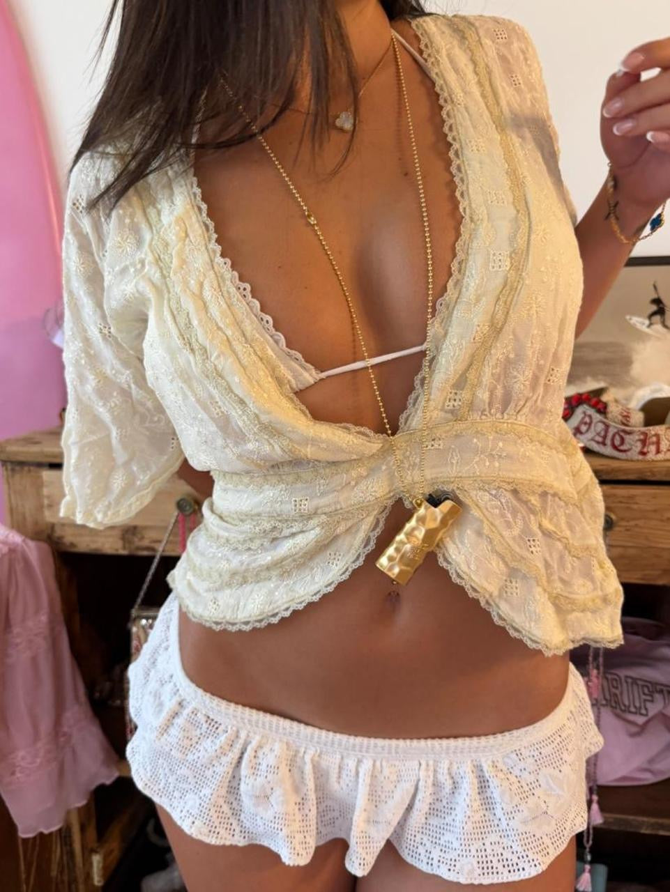 Vintage 90’s white lace cardigan top
