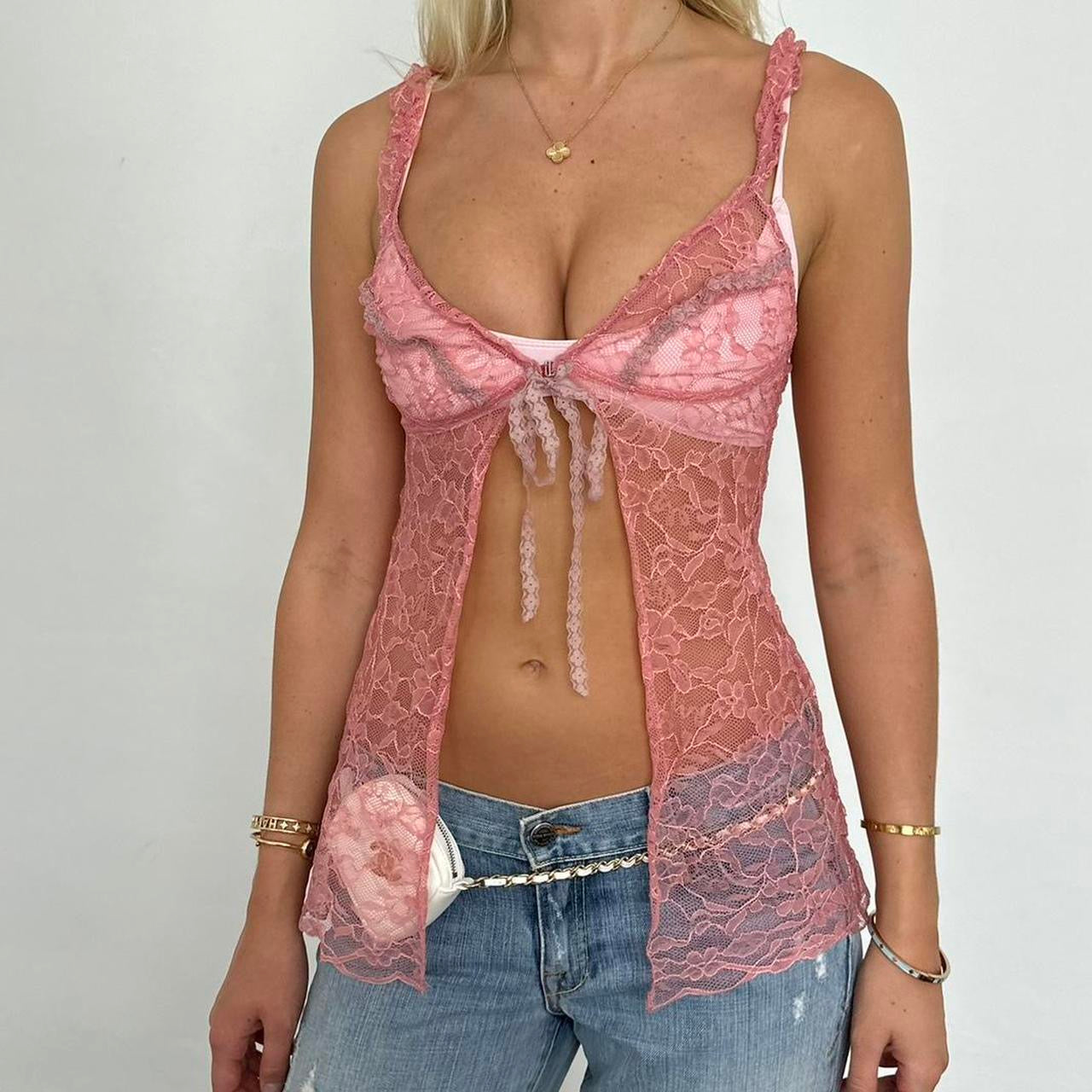 Vintage Victoria’s Secret babydoll camisole open front top