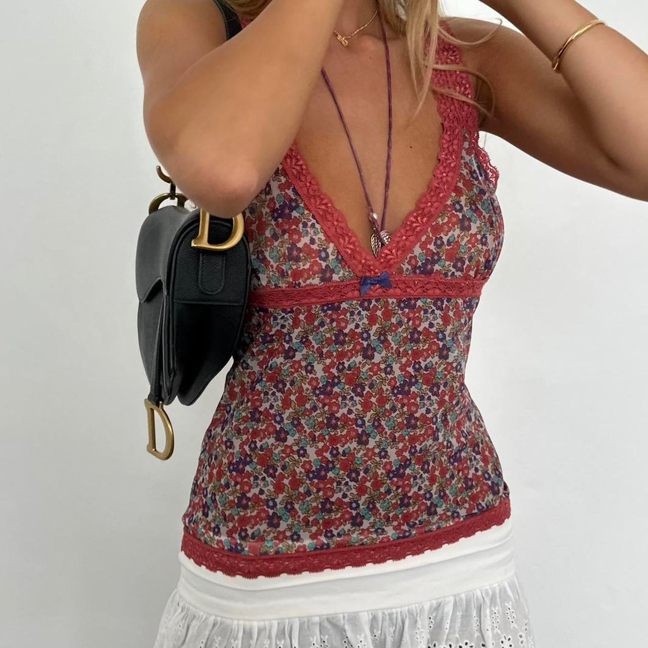 Vintage 2000’s floral lace colourful cami top