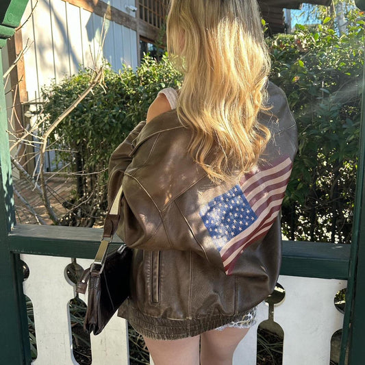 Vintage American flag leather jacket