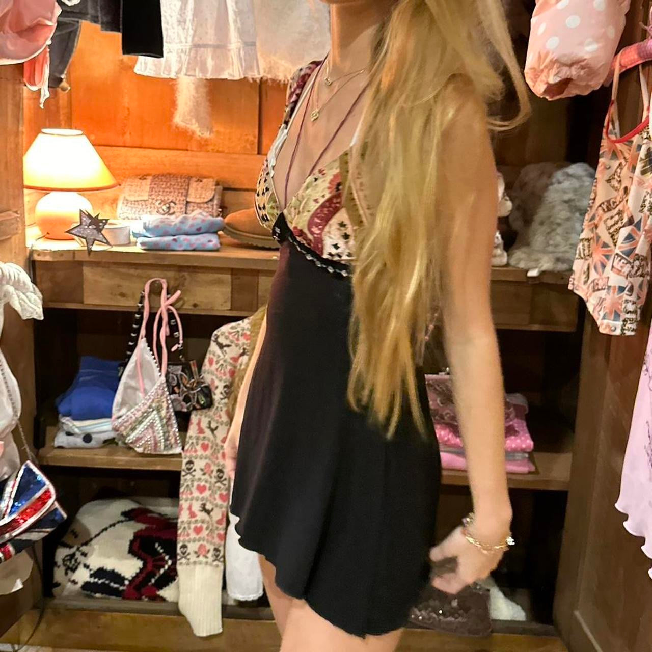 Vintage 90’s micro mini dress beautiful embellished and paisley pattern