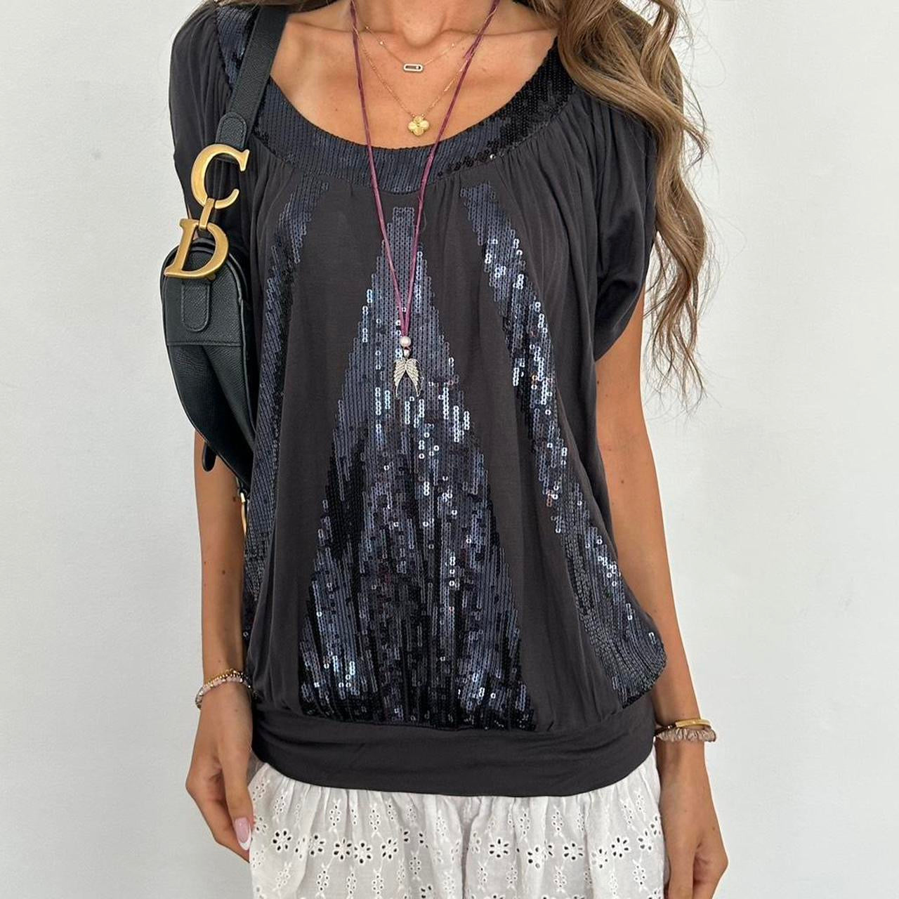 Vintage 2000s black sequin top