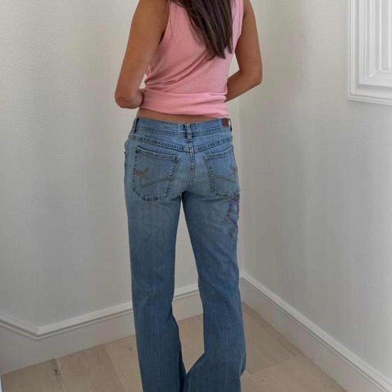 Vintage heart embroidered bootcut jeans