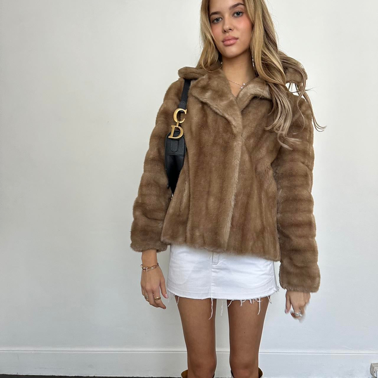 Vintage 2000’s brown faux fur jacket