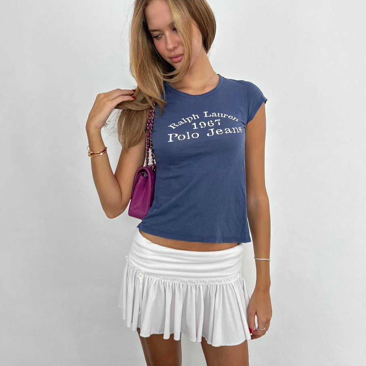 Vintage 00s Polo Jeans blue preppy baby tee