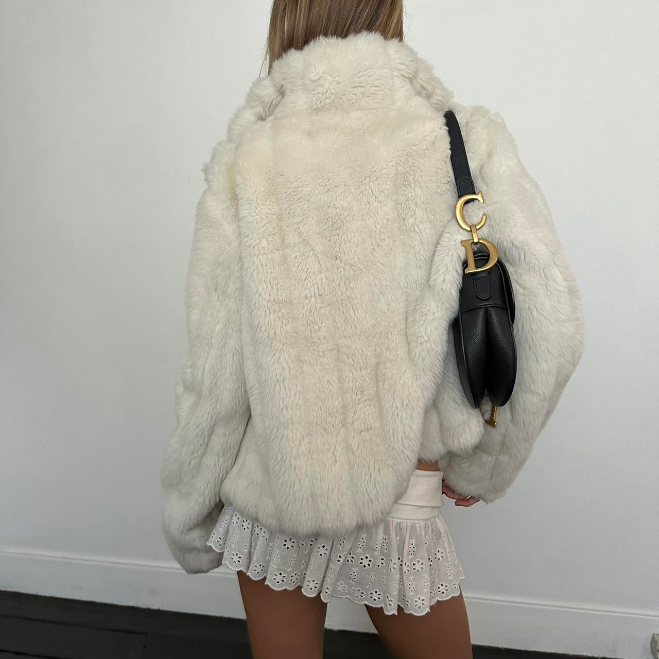 Vintage 2000’s white faux fur jacket