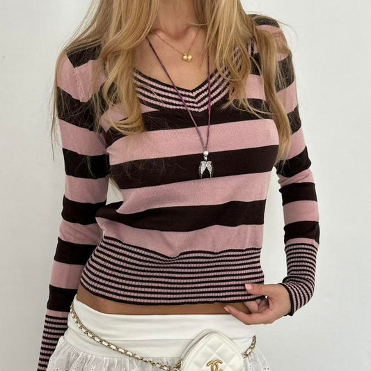 Vintage brown and pink long sleeve top