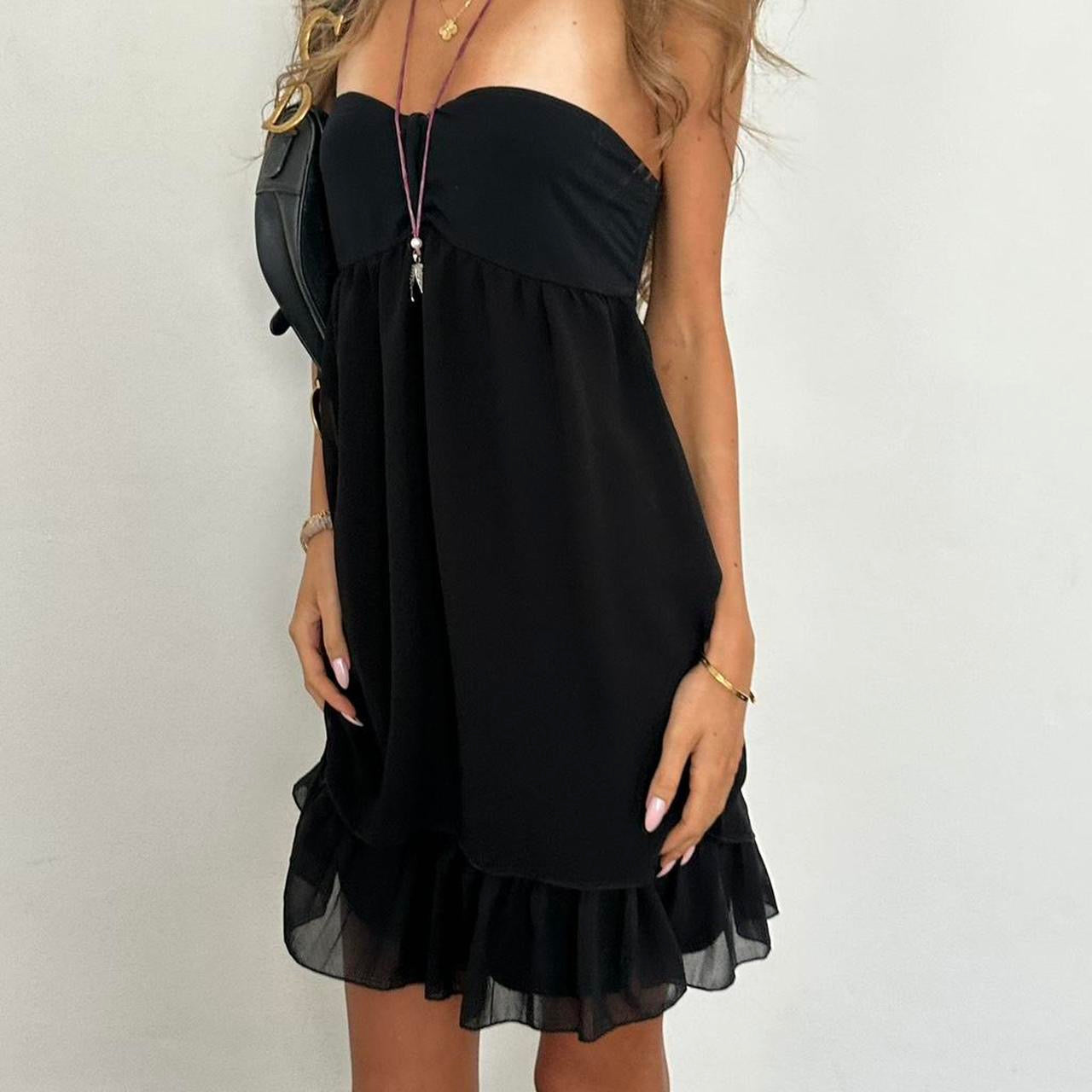 Vintage 90’s soft strapless black mini dress