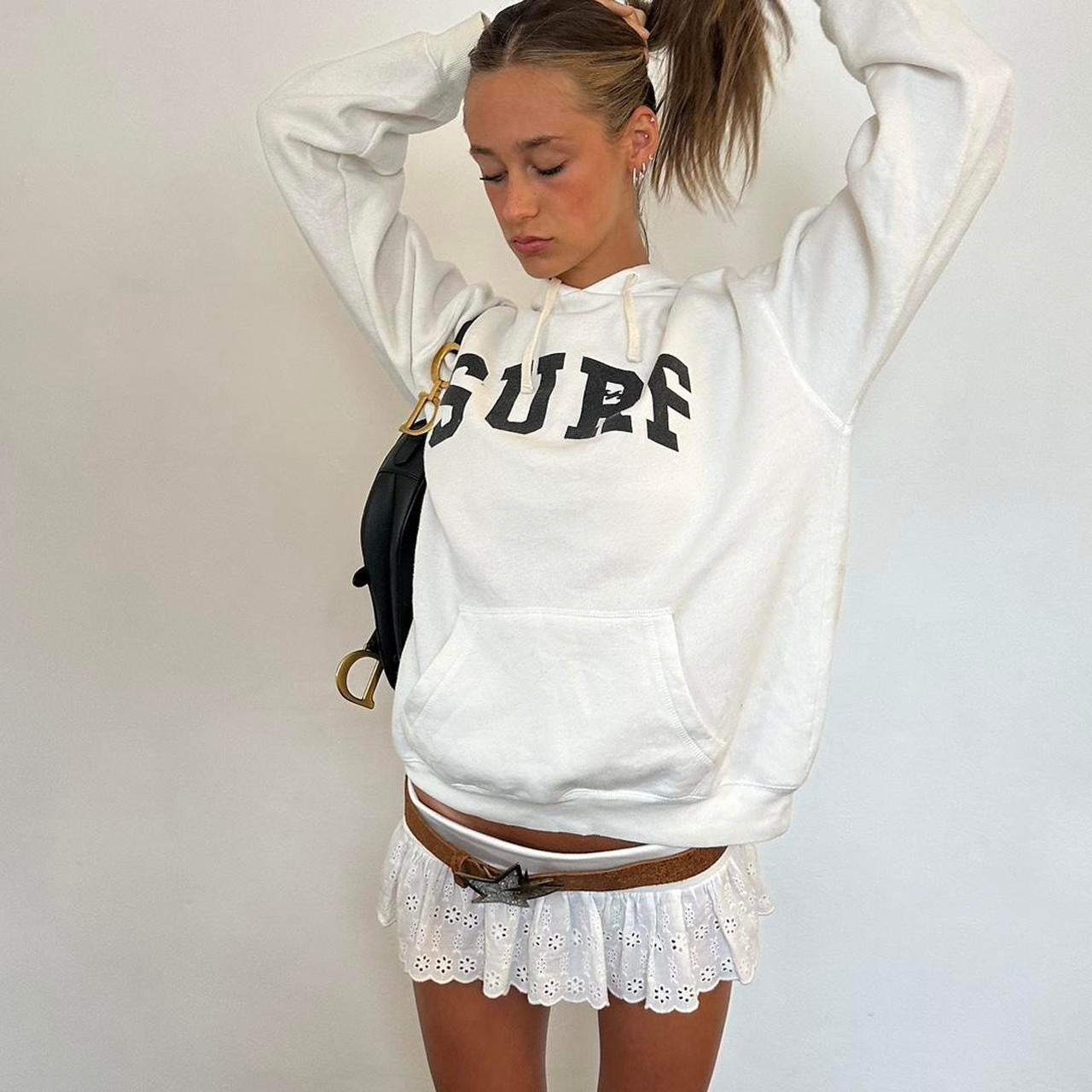 Vintage surf white hoodie