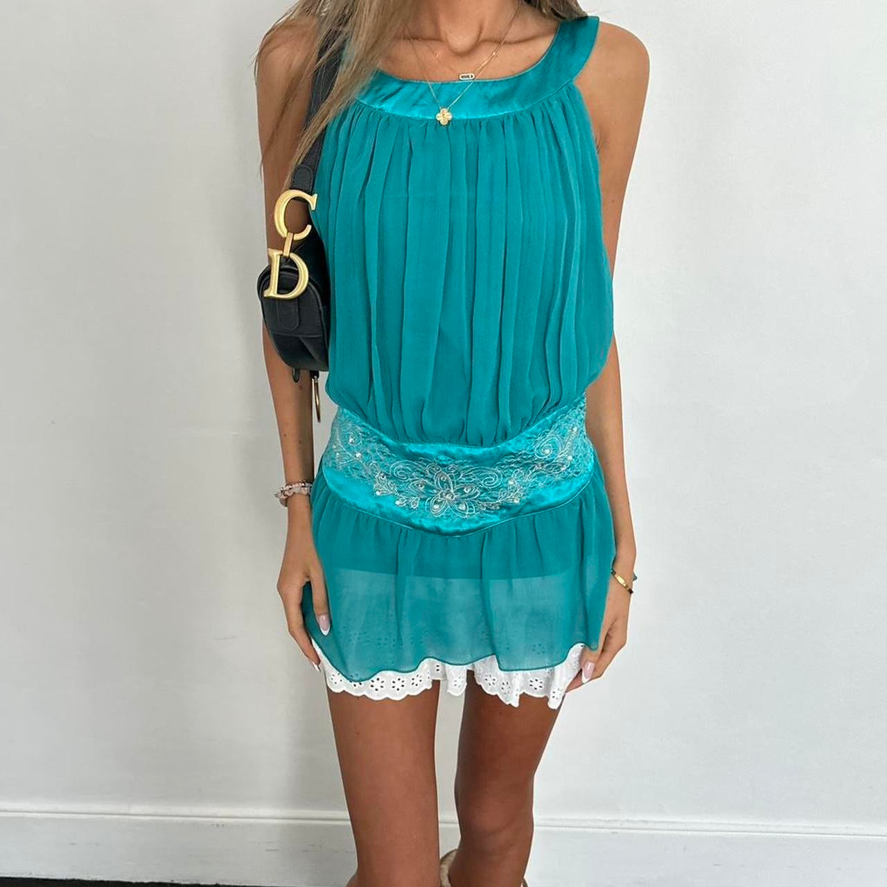 Vintage 90’s aqua blue sequin top