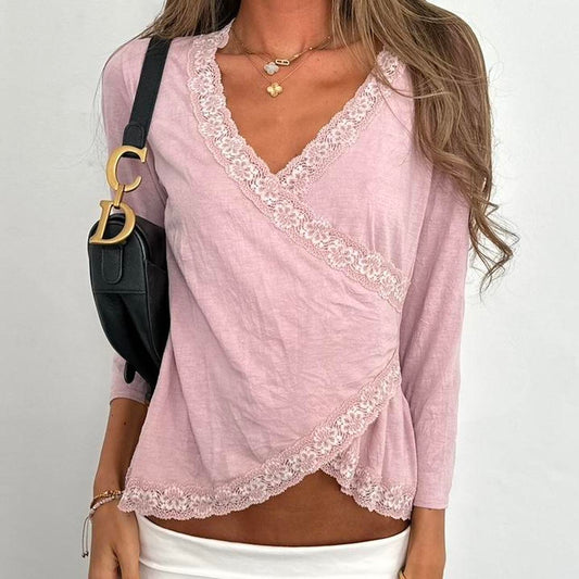Vintage 2000’s pink lace wrap long sleeve top