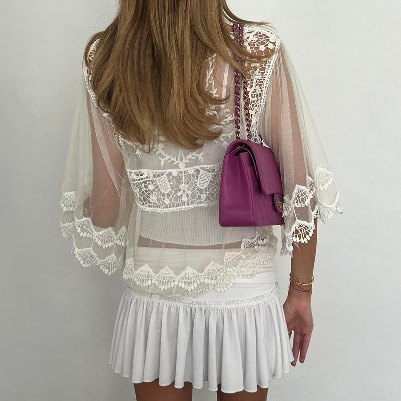 Vintage 00s white boho lace top