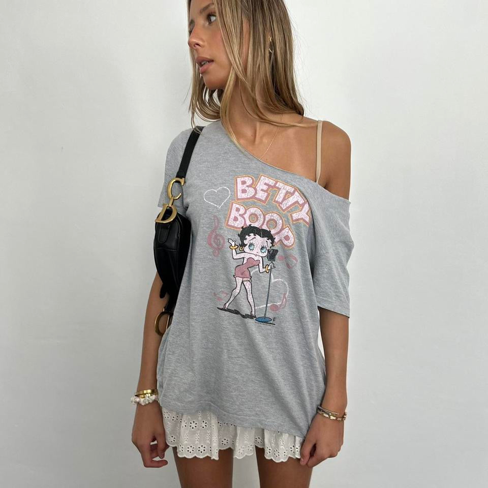 Vintage betty boop cute off shoulder top