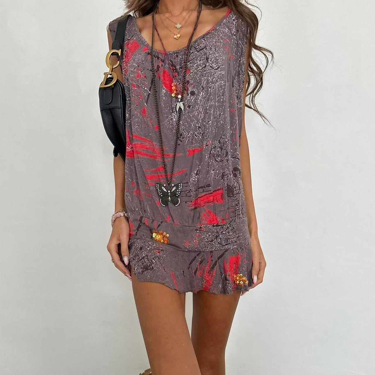 Vintage 00s graphic ruffle mini dress