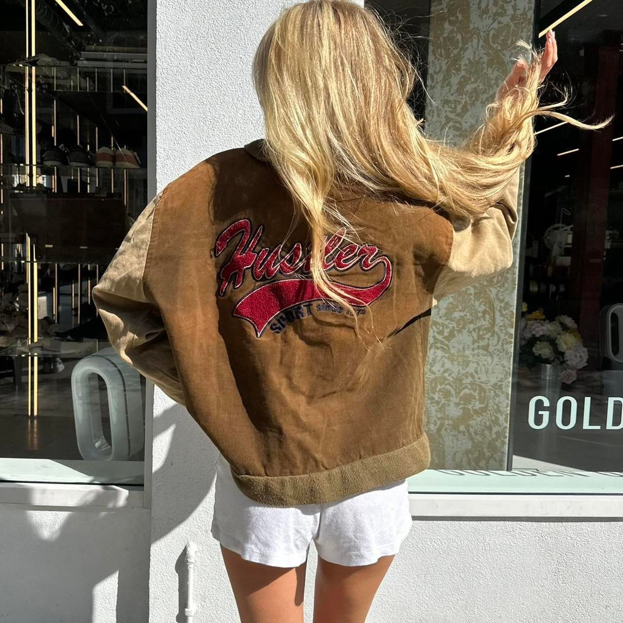 Vintage 90’s brown Hustler bomber jacket