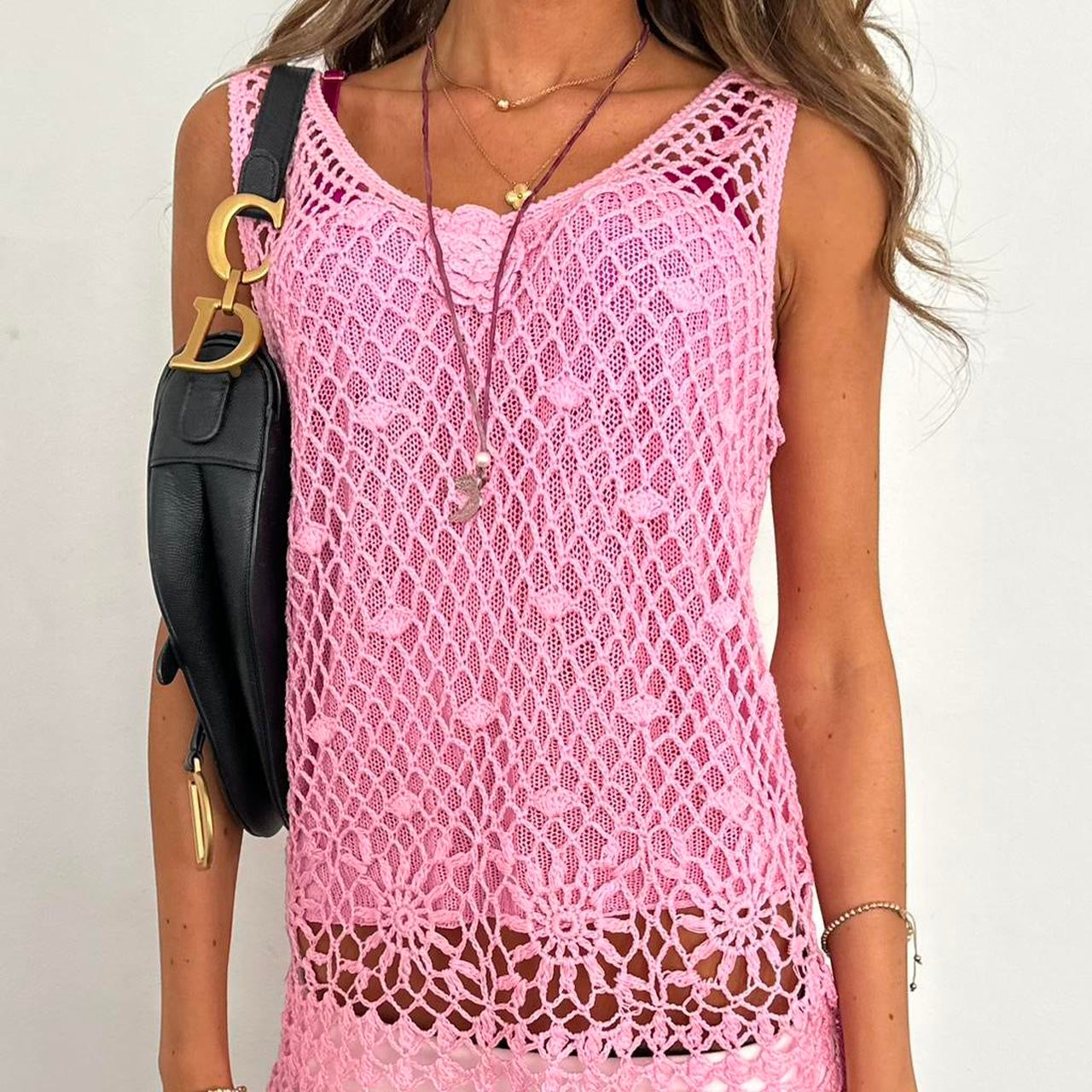 Vintage pink crochet top