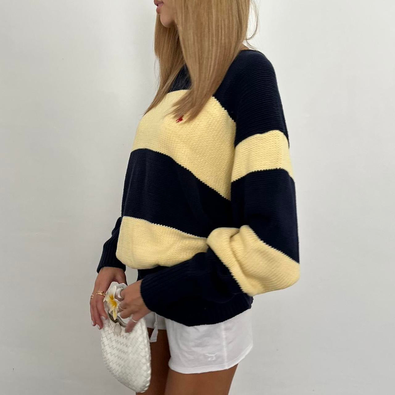 Vintage Ralph Lauren yellow & navy cotton sweater