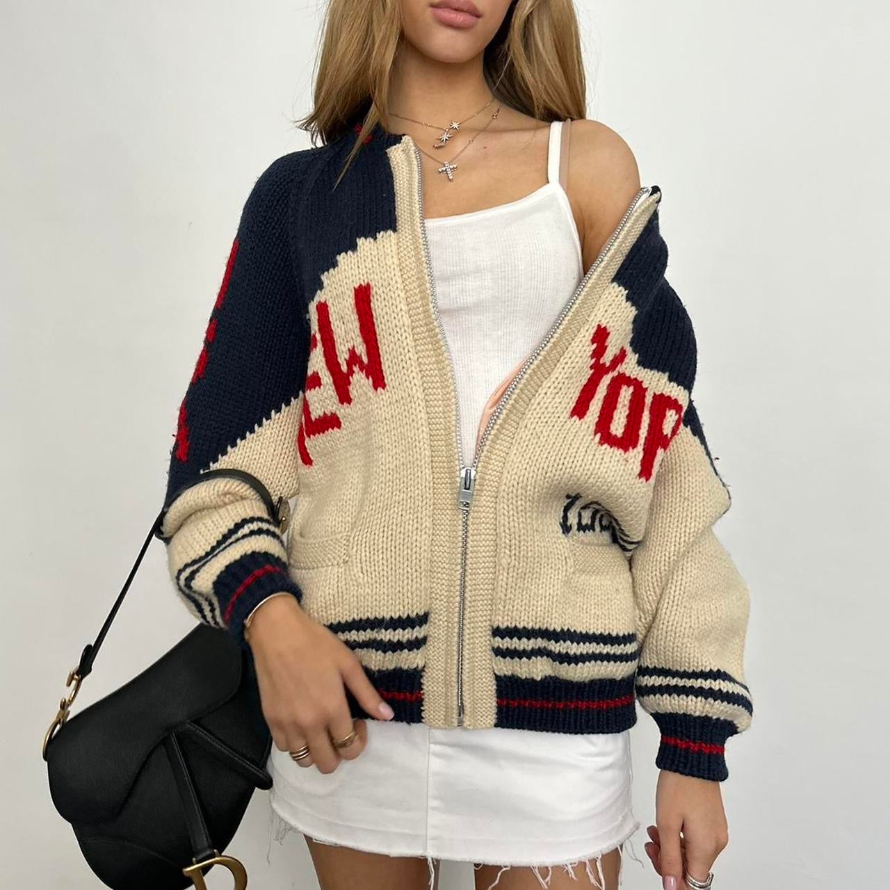 Vintage 90’s New York knitted zip up jacket