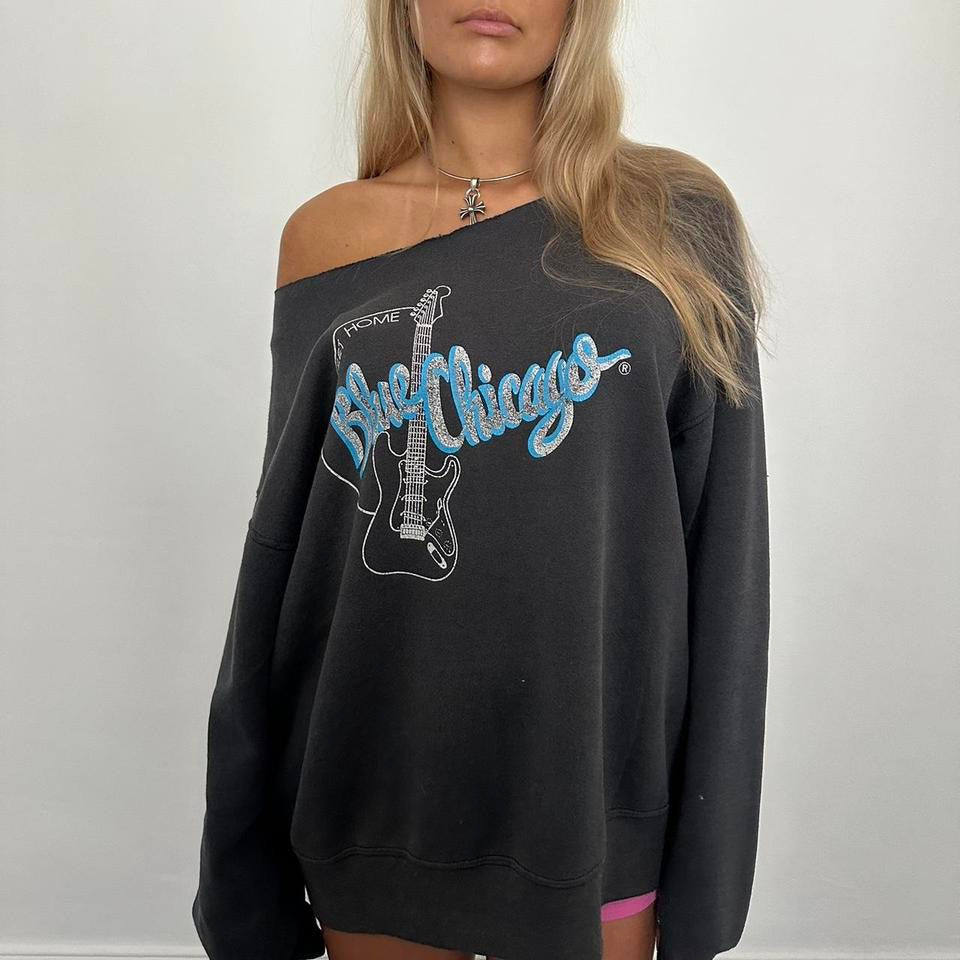 Vintage 90’s guitar blue vintage sweatshirt