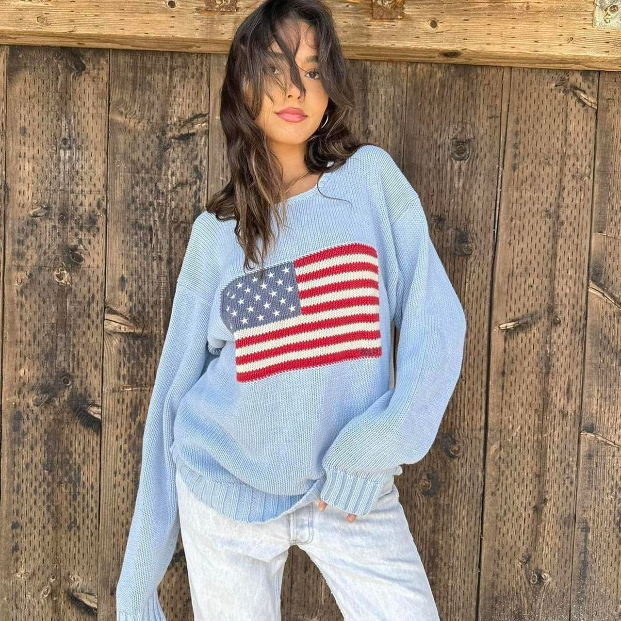 Vintage 90s Ralph Lauren blue cotton knit jumper