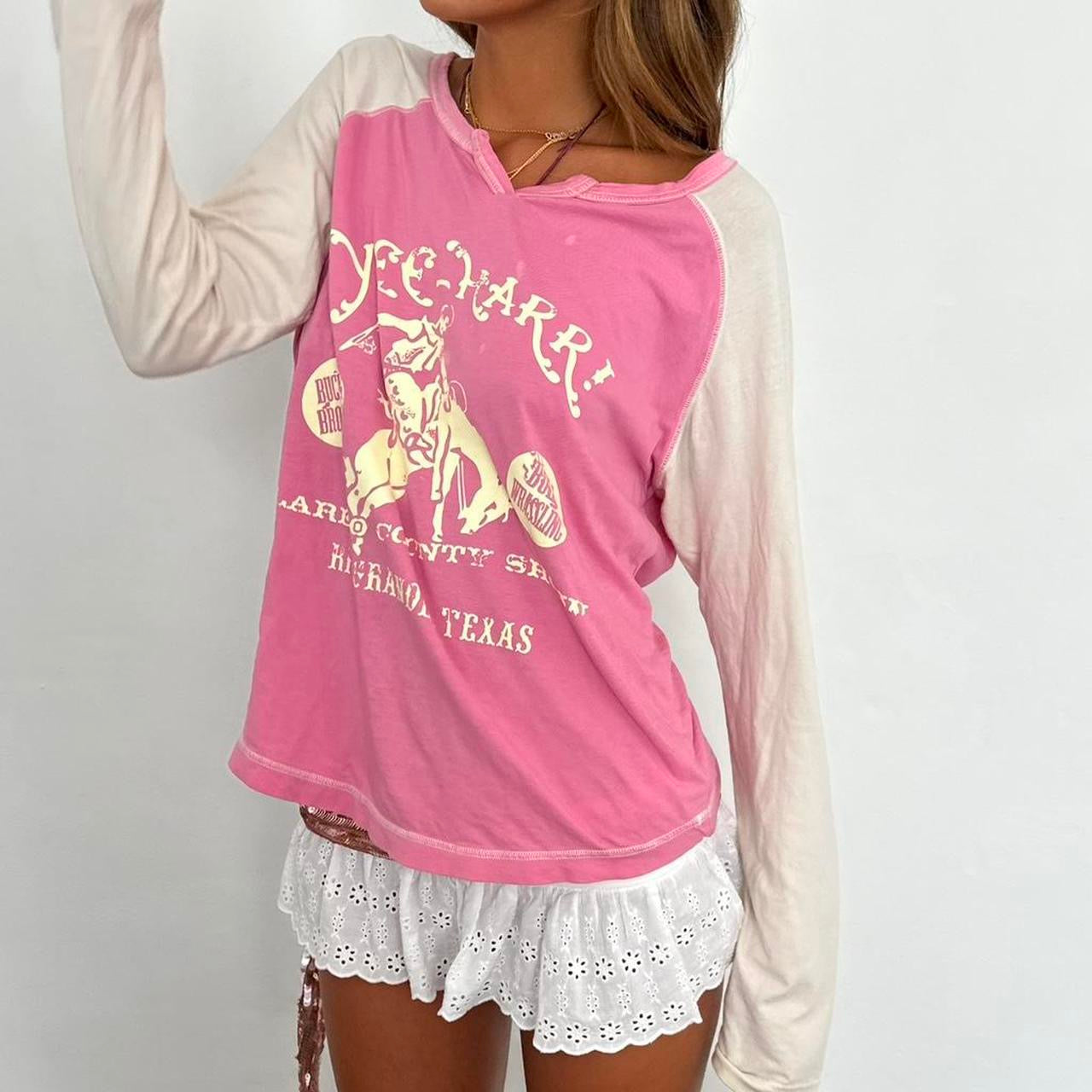 Vintage 2000s Yee-Harr!! pink long sleeve top