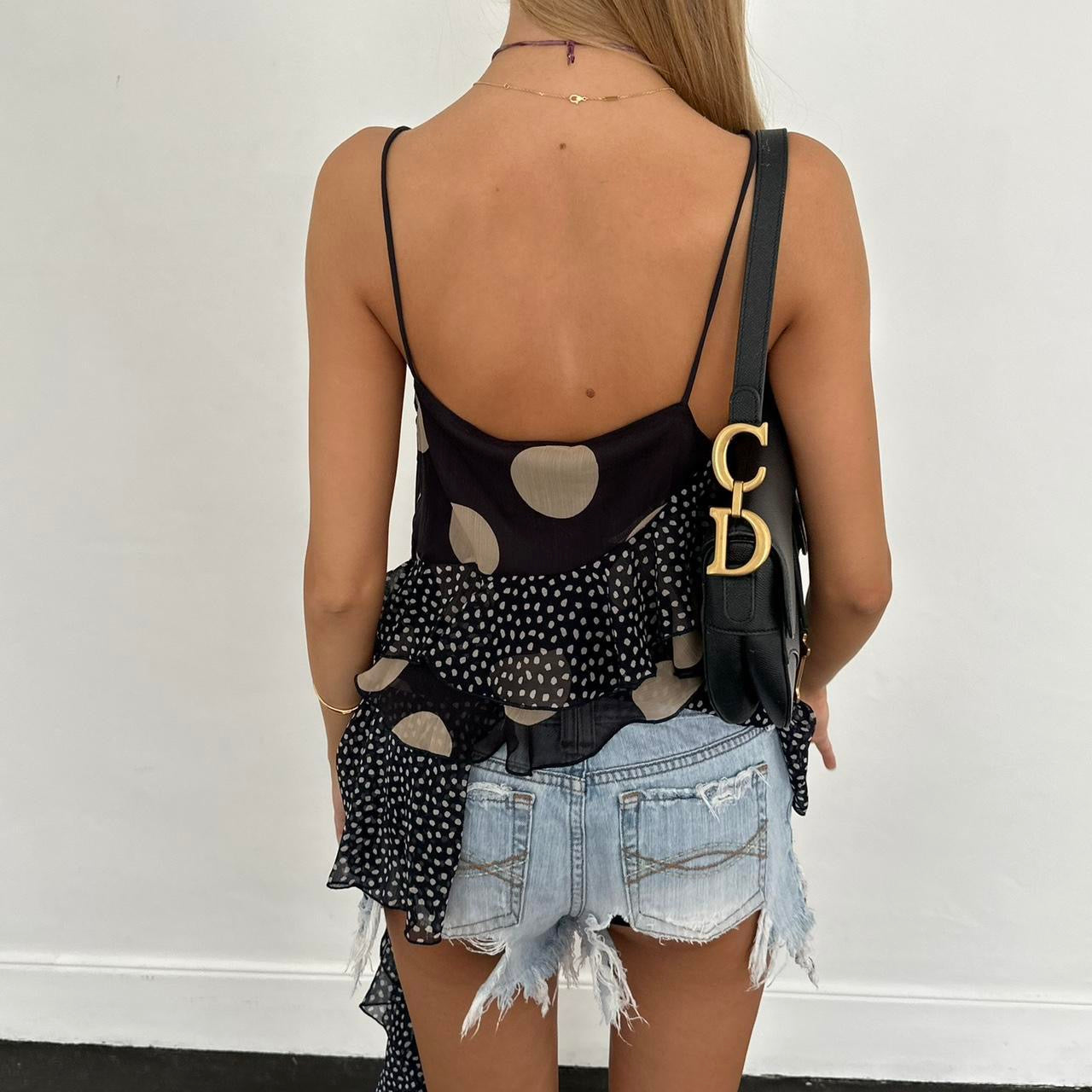Vintage 2000’s polka dot asymmetrical top