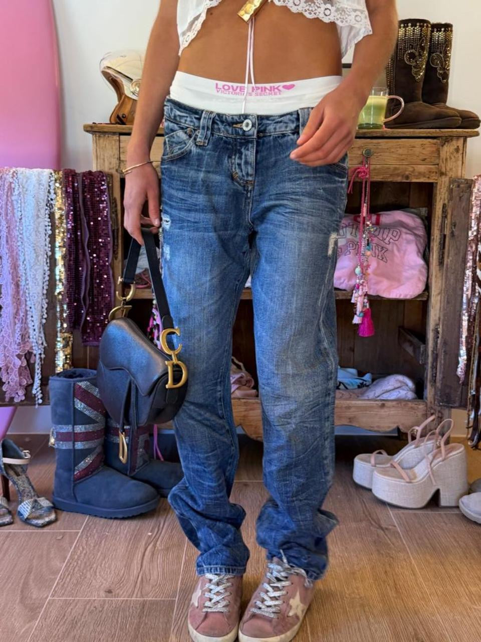 Vintage 00’s boyfit blue jeans