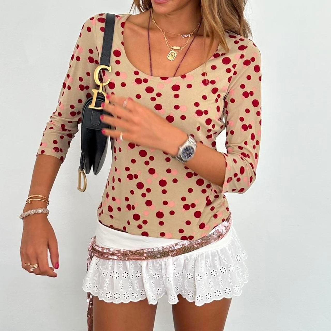 Vintage 90s polka dot long sleeve top
