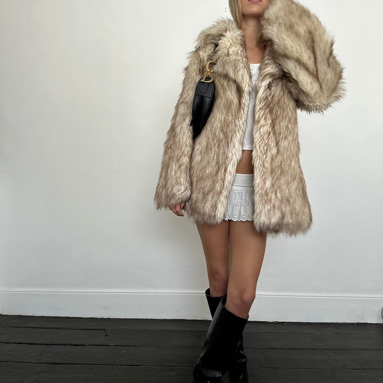 Vintage 2000’s brown faux fur jacket