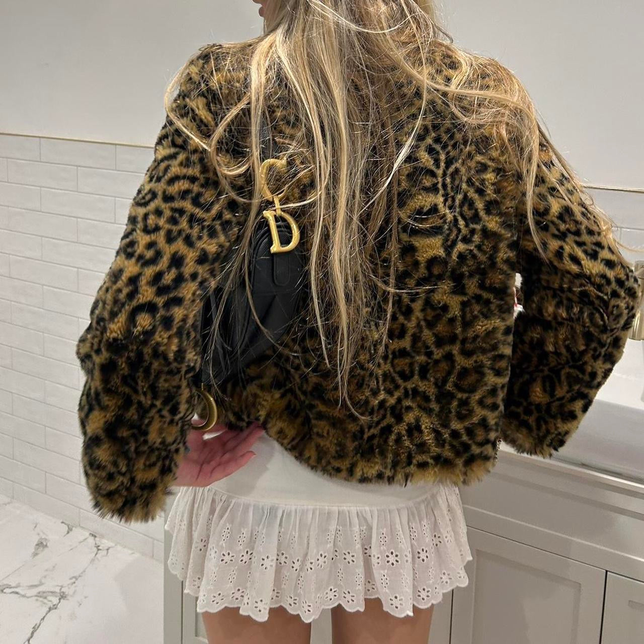 Vintage 2000’s leopard faux fur jacket