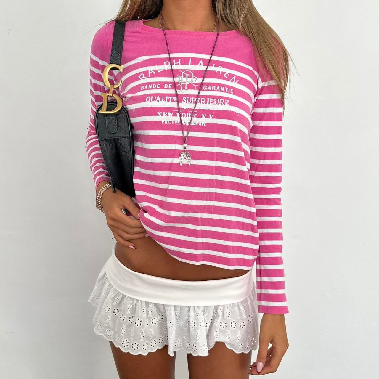 Vintage 90’s Ralph Lauren striped pink long sleeve top