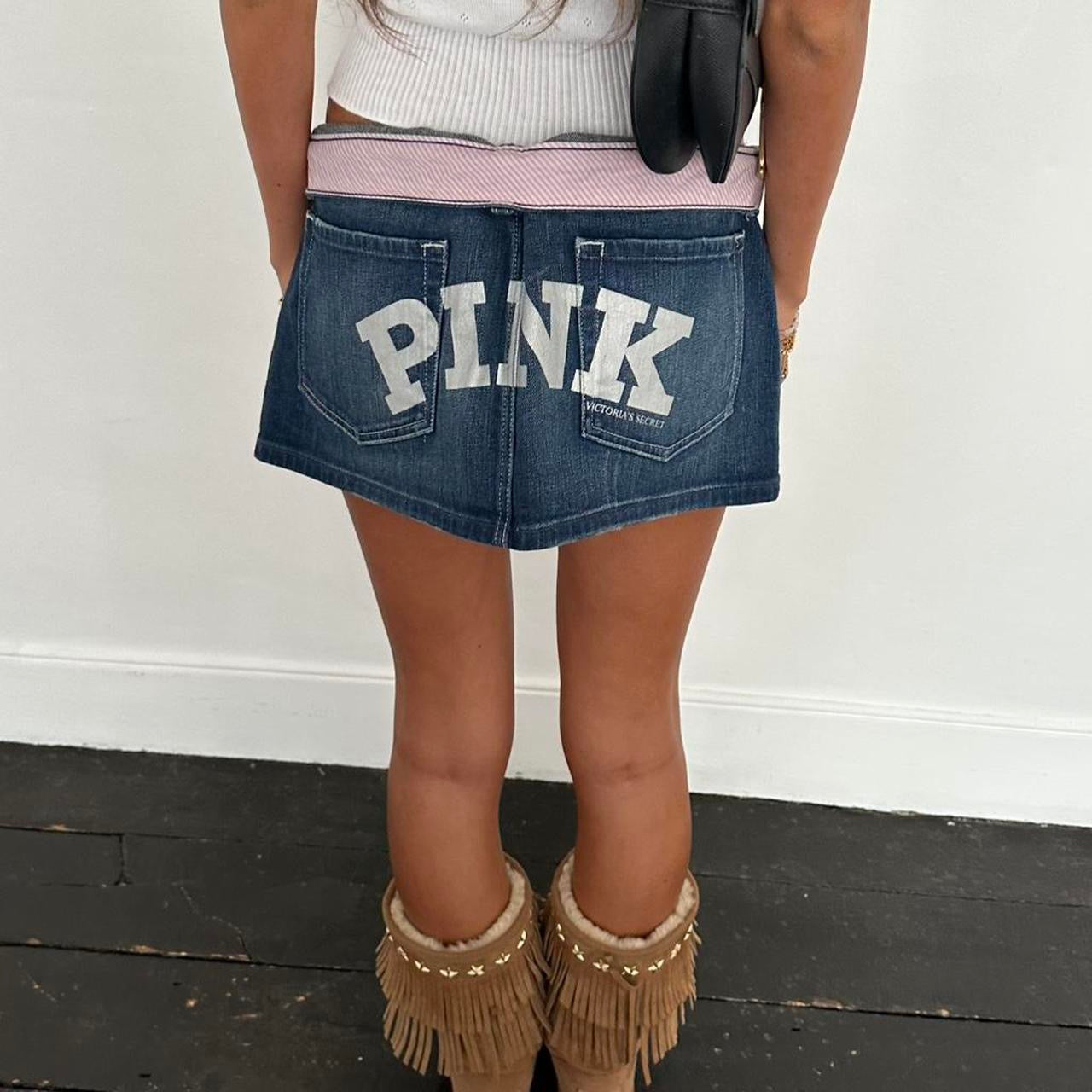 Vintage 00’s denim Victoria’s Secret Pink rare skirt