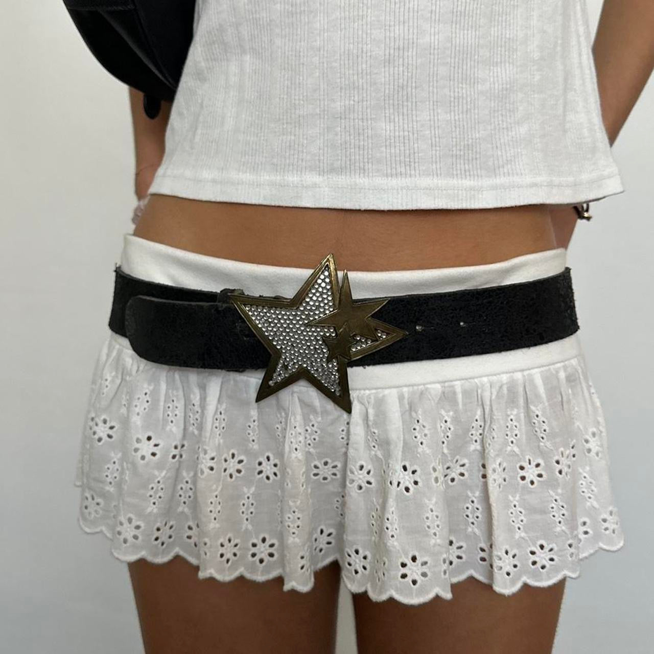 Vintage leather star buckle belt