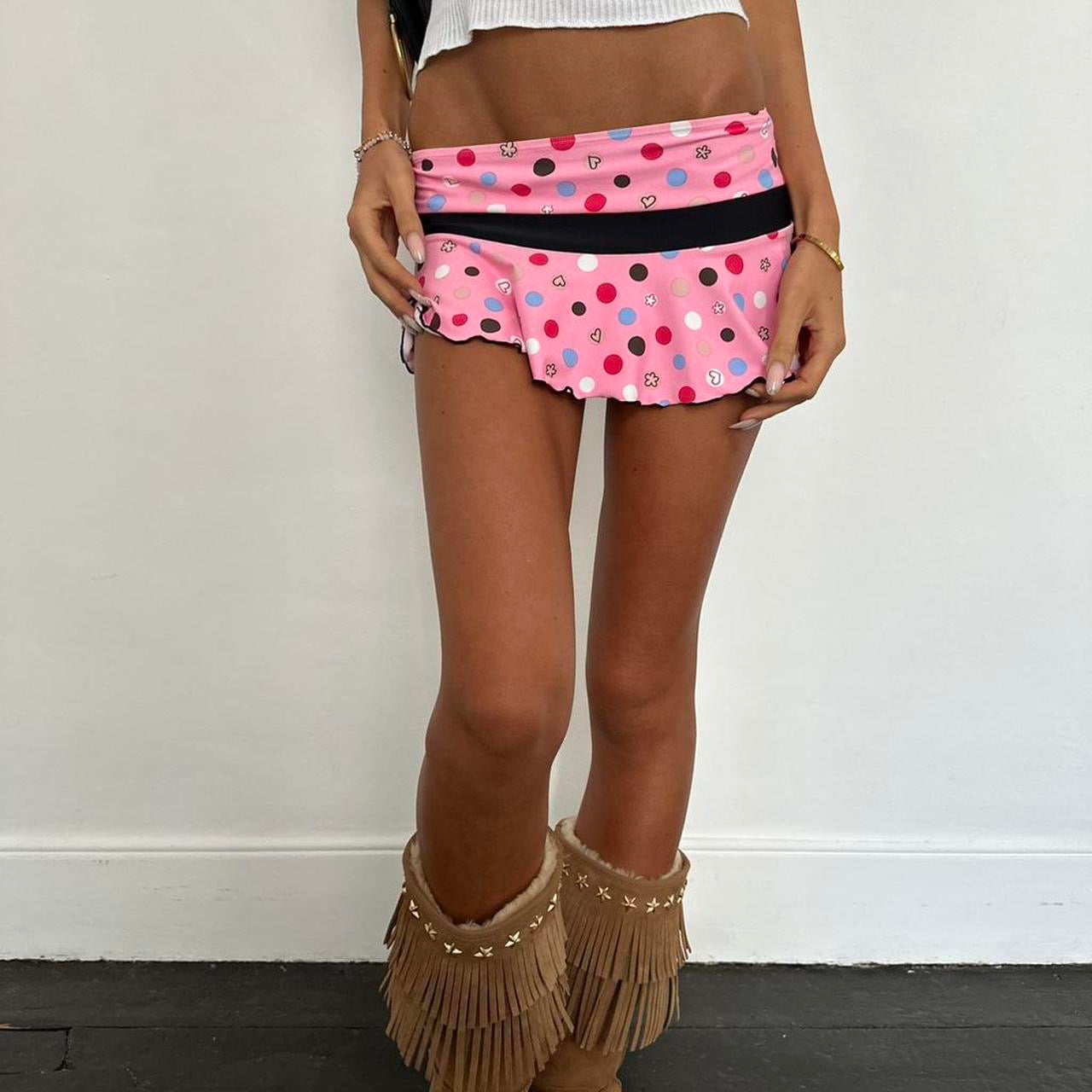 Vintage 90’s pink polka dot micro mini skirt