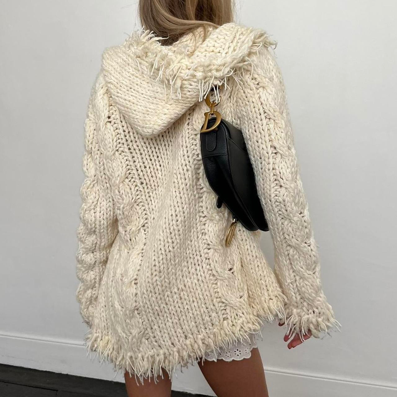 Vintage cream cable knit cardigan