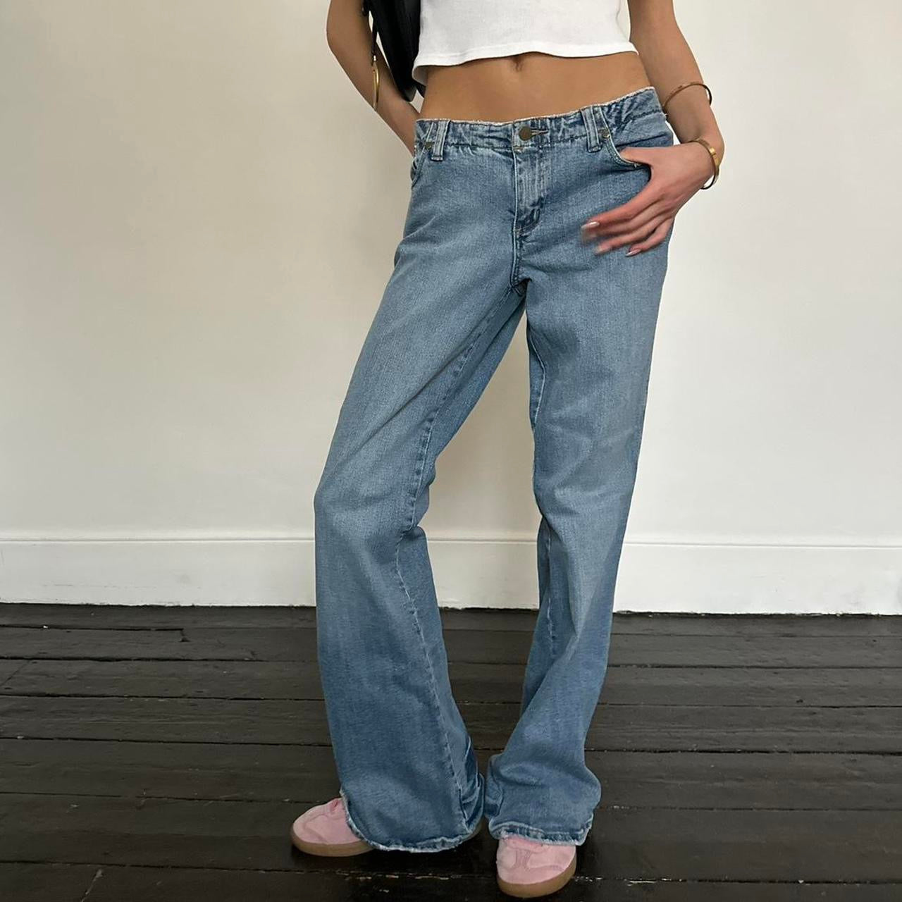 Vintage 2000’s heart beaded blue jeans