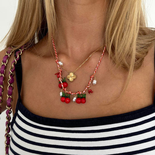 Vintage handmade glass cherry necklace