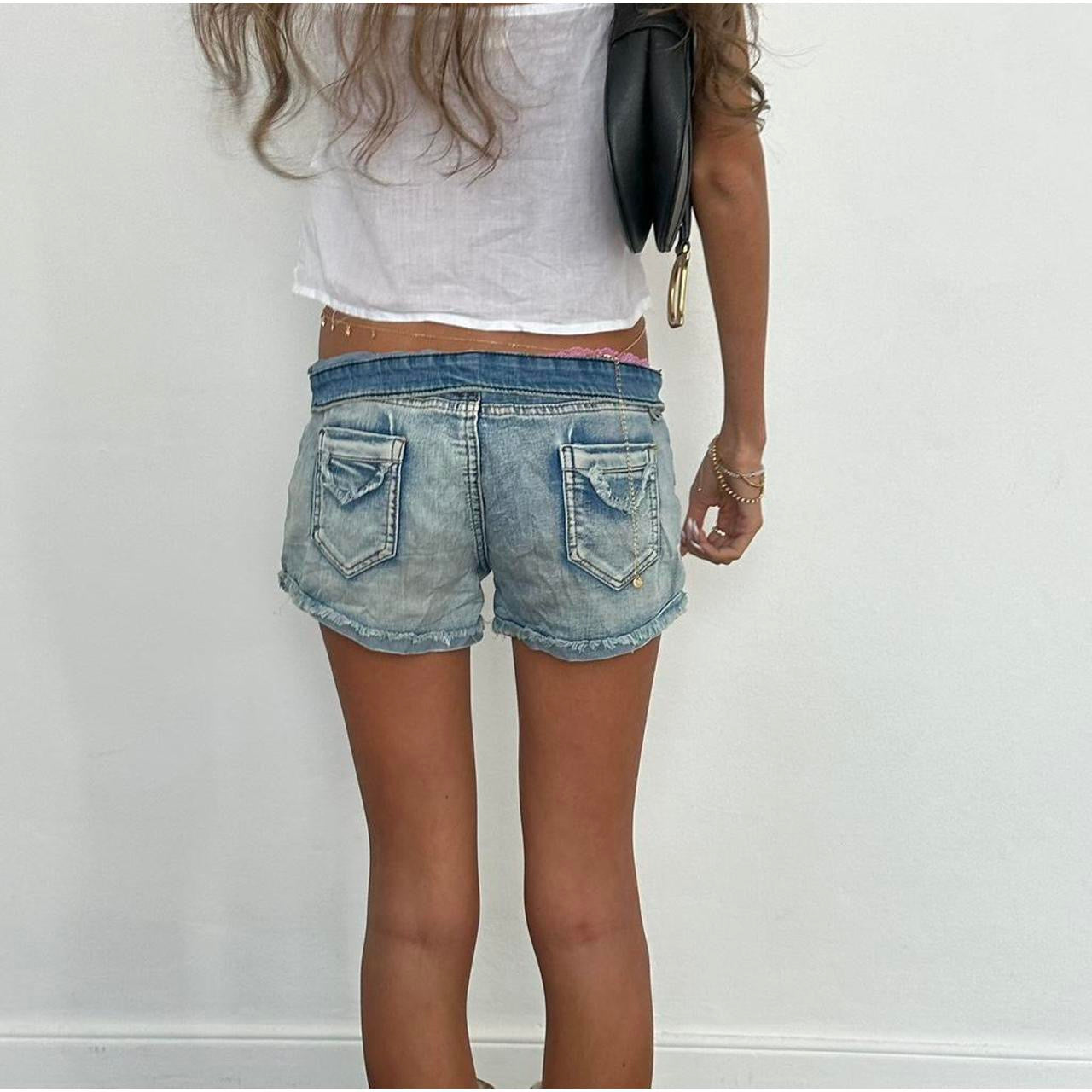 Vintage 00s skull and crossbones denim shorts