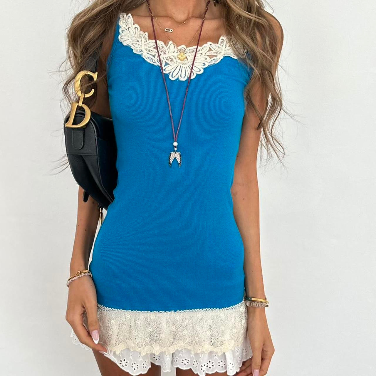 Vintage 2000s blue lace top