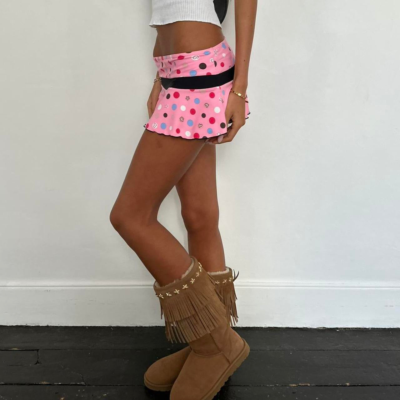 Vintage 90’s pink polka dot micro mini skirt