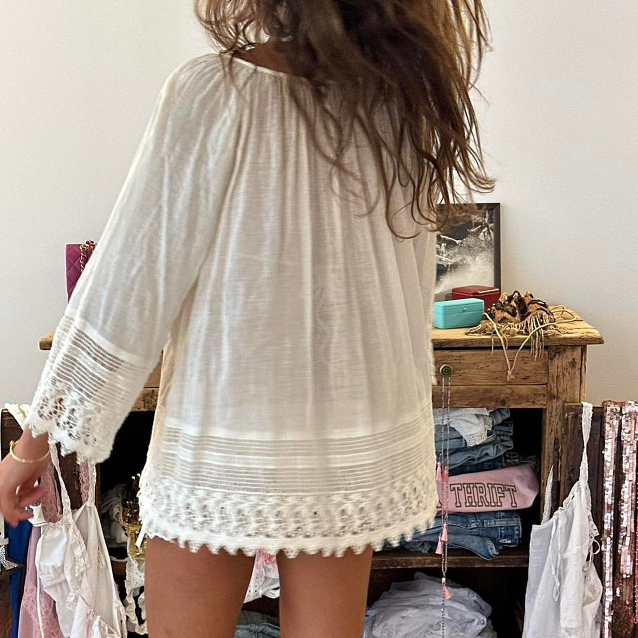 Vintage Ralph Lauren white boho frilly blouse top