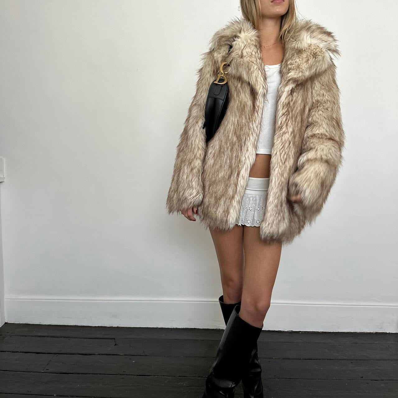 Vintage 2000’s brown faux fur jacket