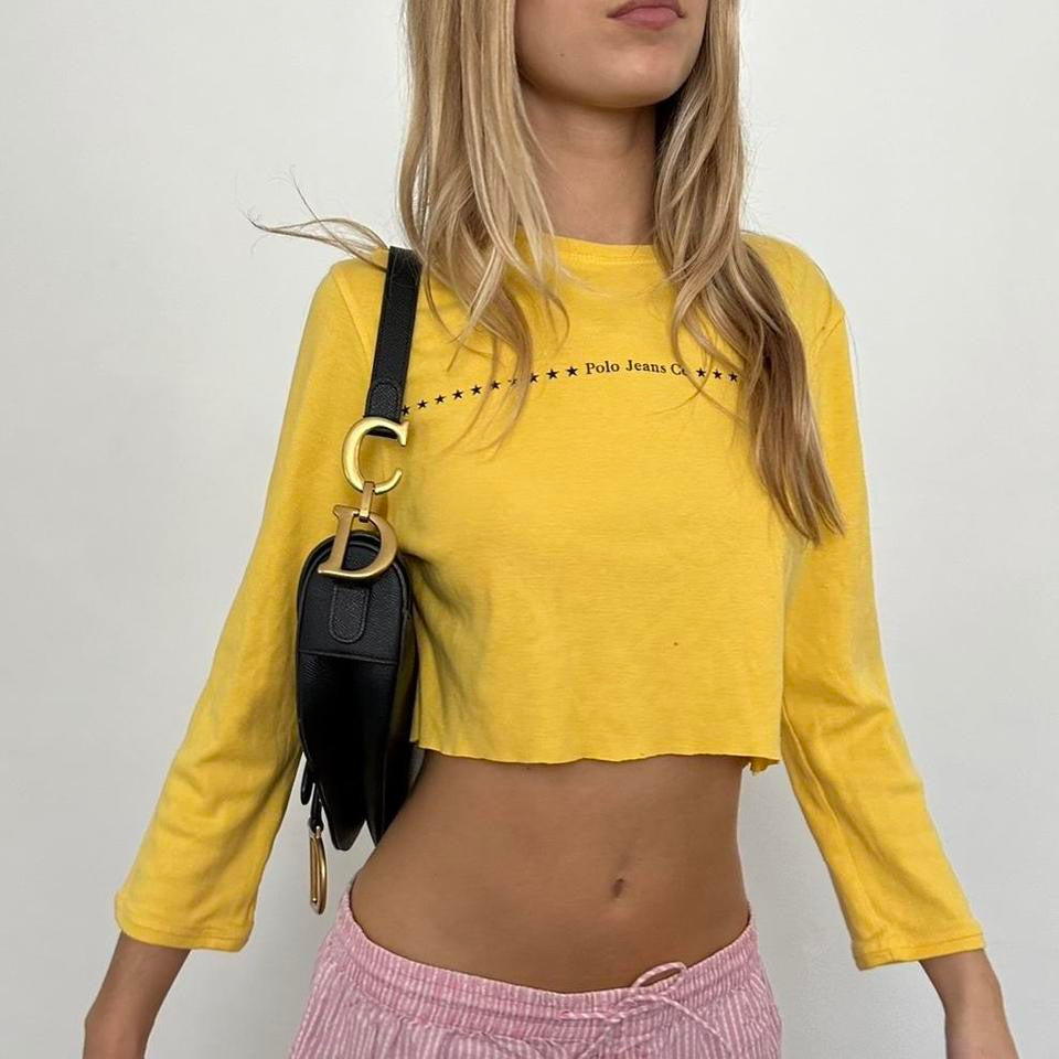 Vintage 90’s Ralph Lauren yellow long sleeve baby tee