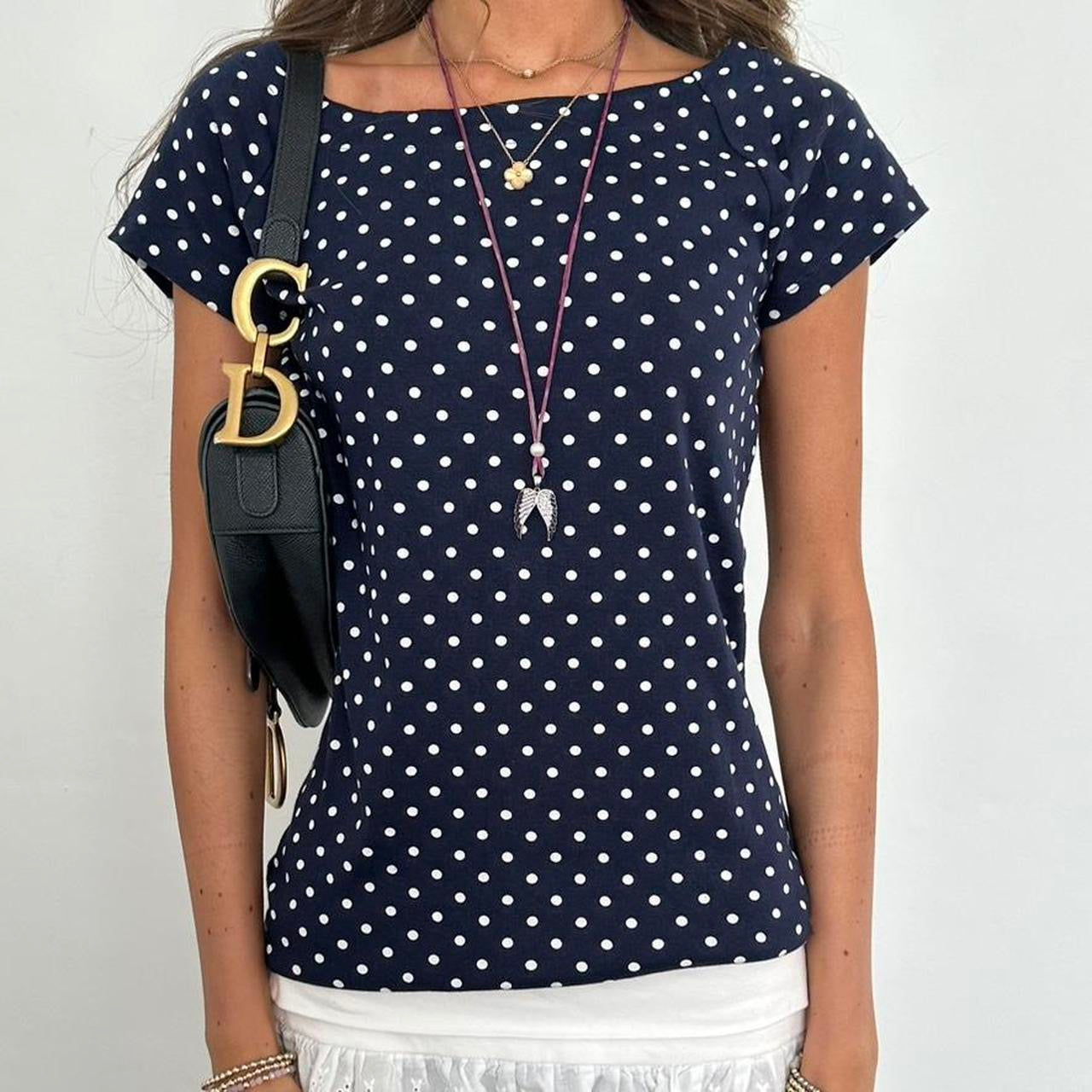 Vintage Ralph Lauren navy polka dots top