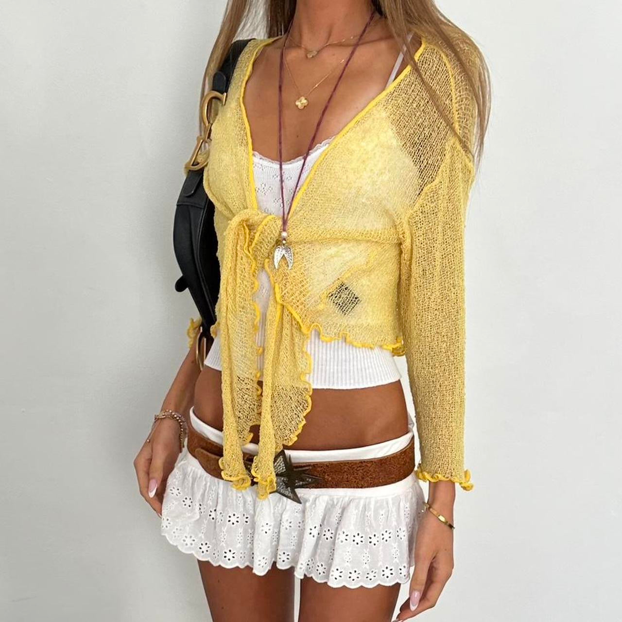 Vintage 2000s yellow tie up top