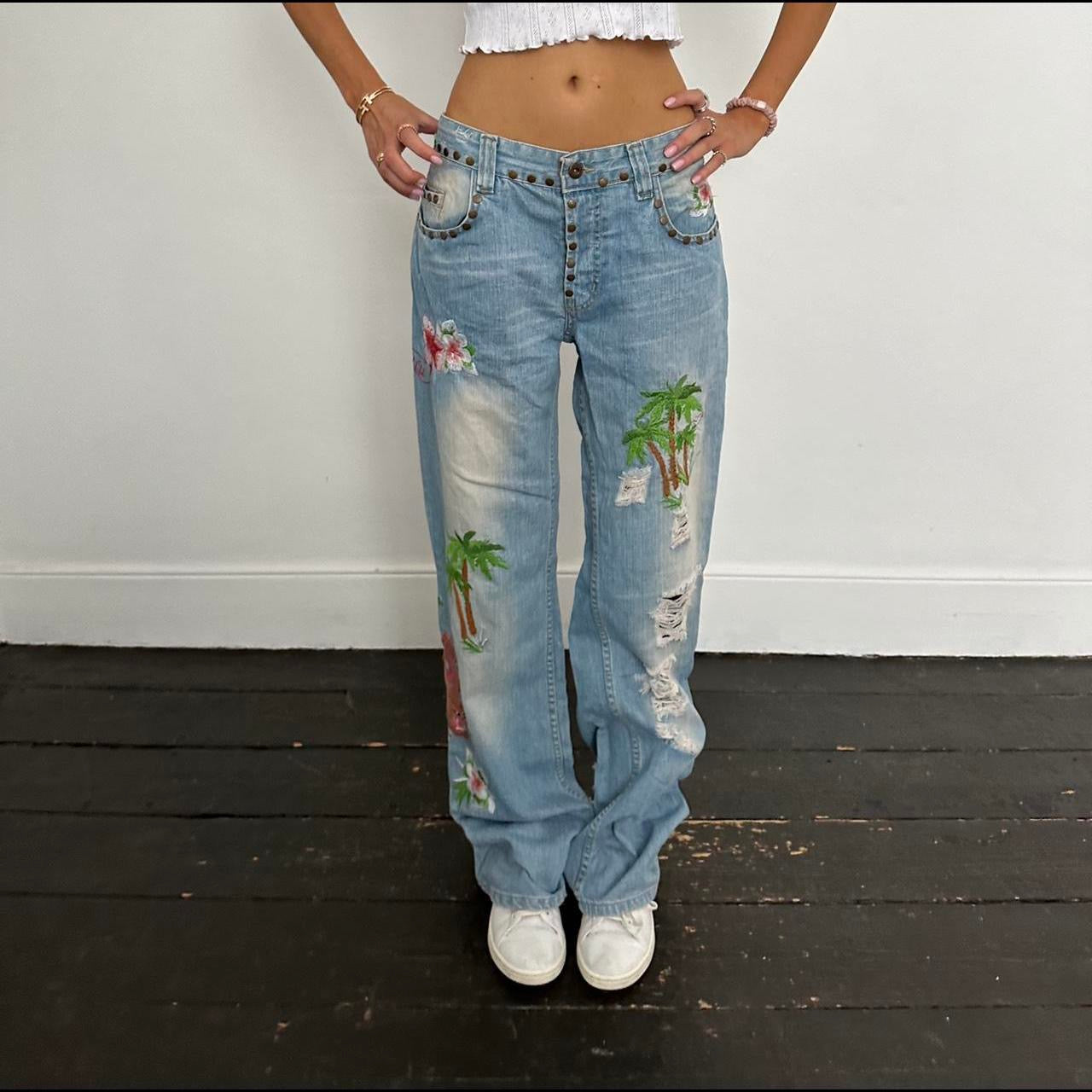 Vintage Dolce & Gabbana iconic rare 90s palm tree jeans 🩵🏄🏼‍♀️