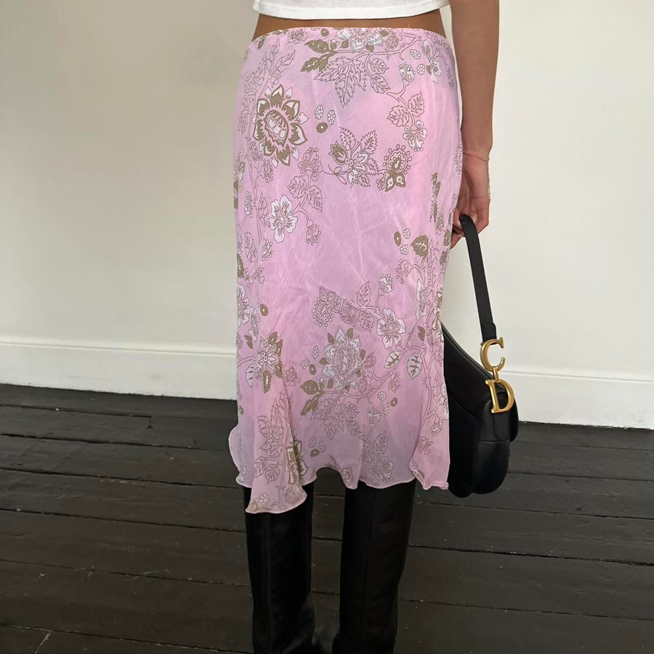 Vintage 90’s pink floral midi skirt