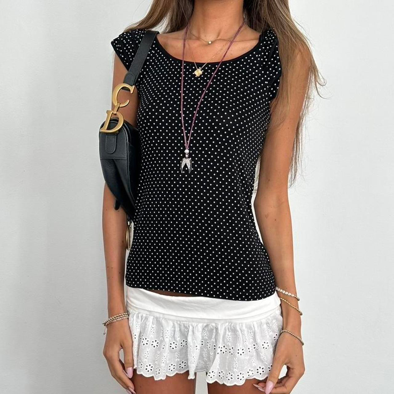 Vintage 2000’s black polka dot top