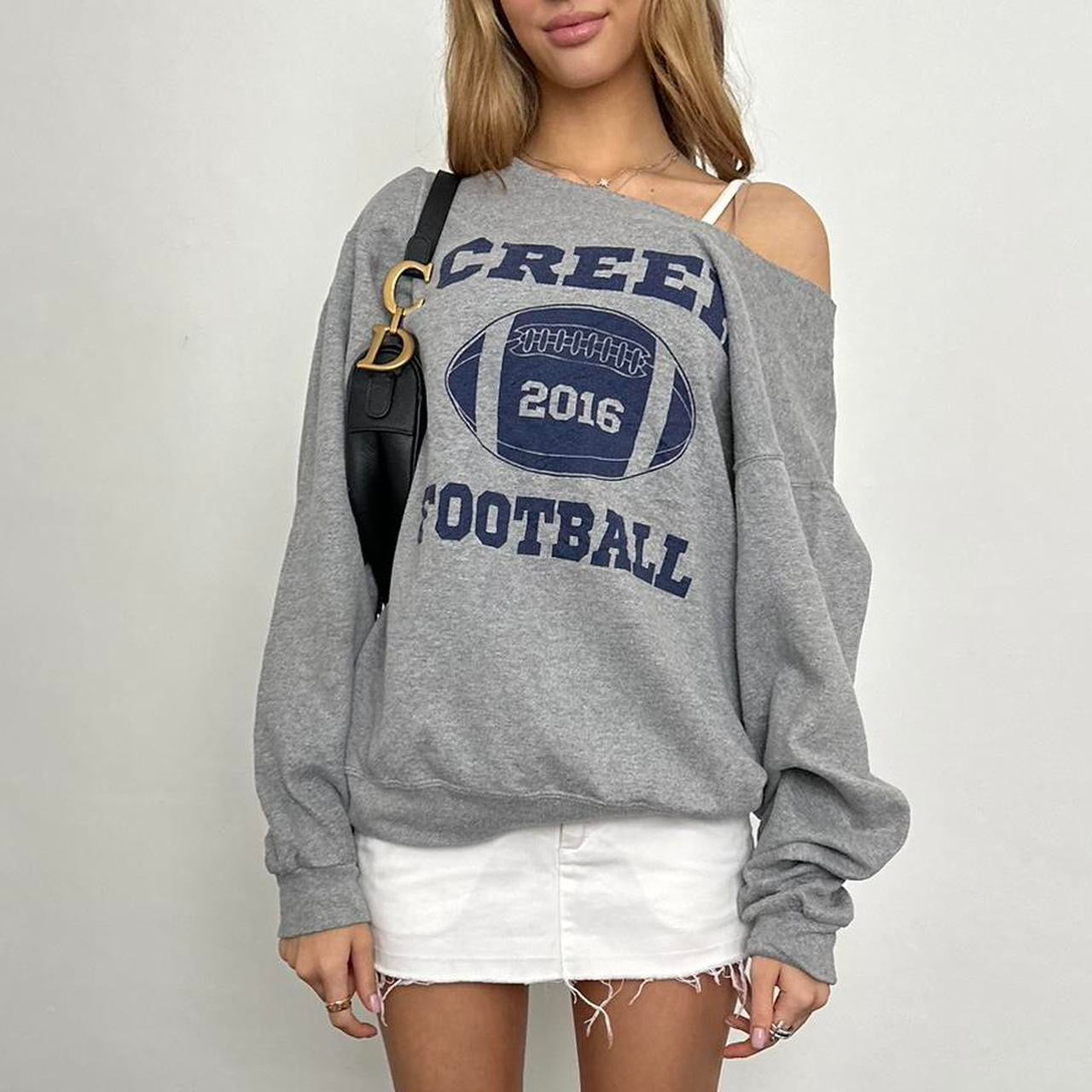 Vintage Football grey off shoulder sweater